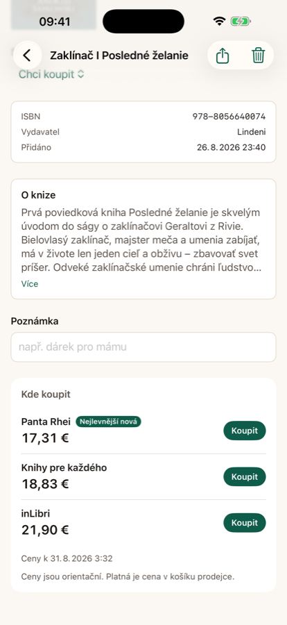 Srovnání cen u jednotlivých prodejců