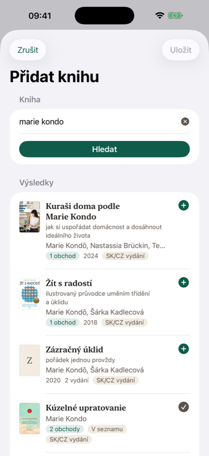 Přidání knihy naskenováním čárového kódu