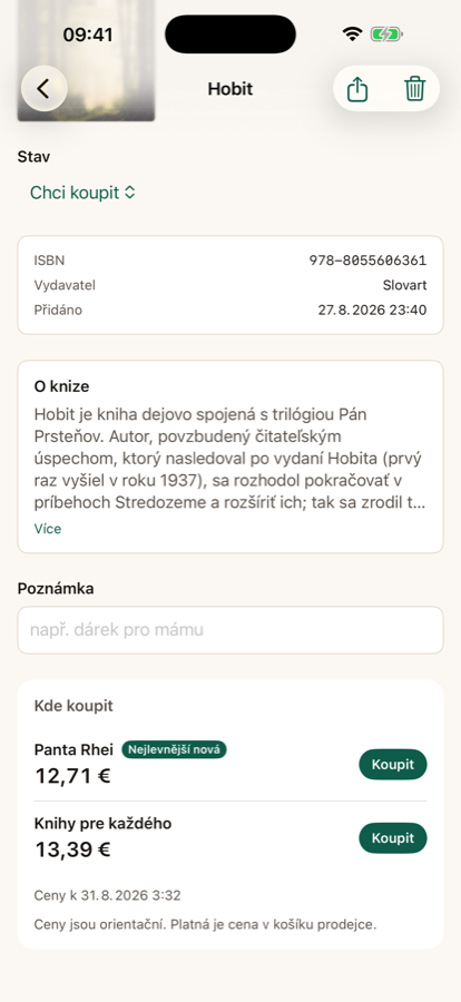 Jiná vydání té samé knihy s cenami